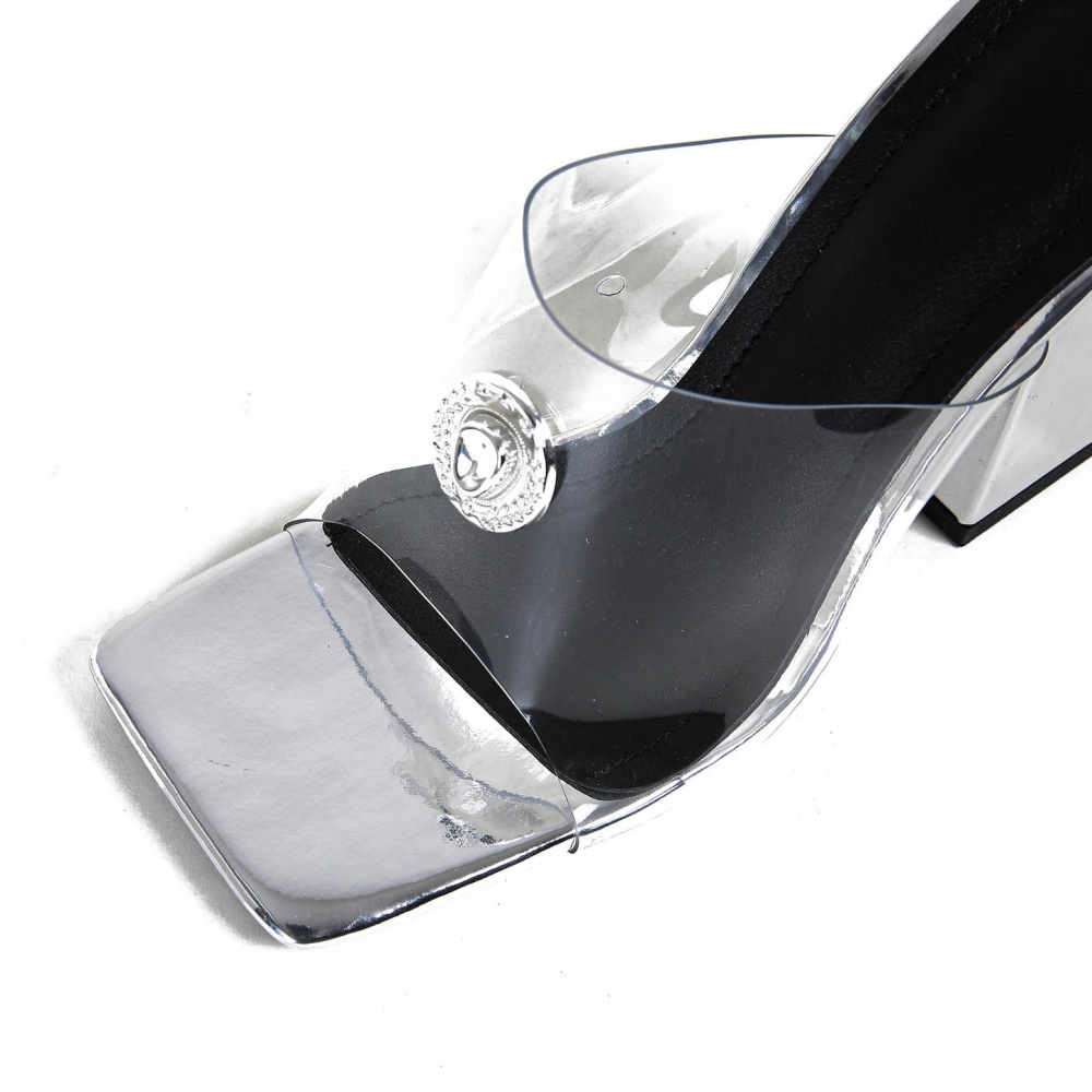 Thick square head slippers summer high-heeled shoes for women
