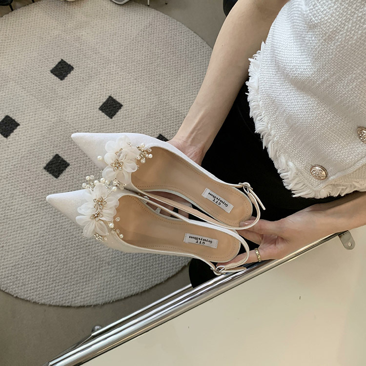 Pearl spring lazy shoes rhinestone pointed shoes for women