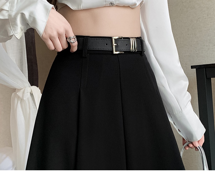 High waist A-line skirt long exceed knee business suit