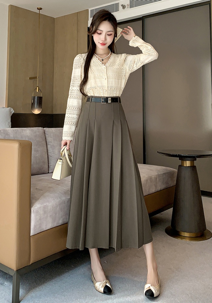 Long spring and summer skirt pleated long skirt for women