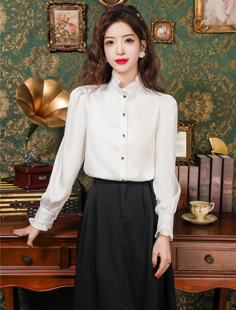 Colors slim chanelstyle white shirt for women