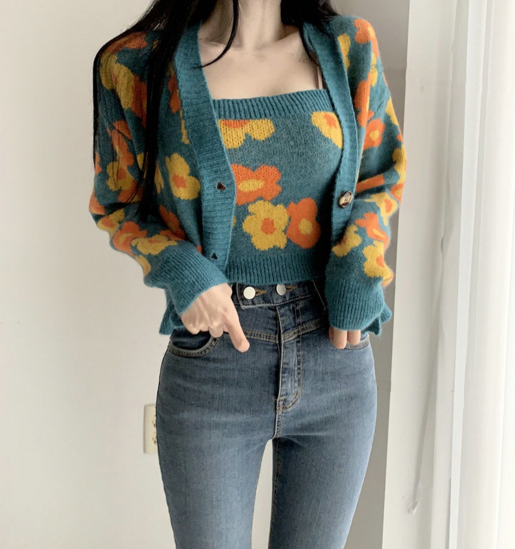 Autumn and winter knitted sweater niche sling tops