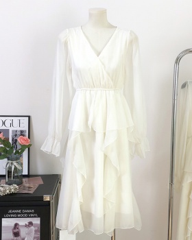 White spring beautiful tender France style temperament dress
