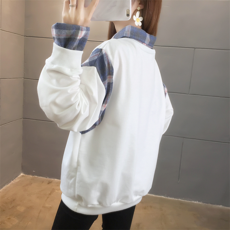 Long sleeve thin Pseudo-two scales hoodie for women