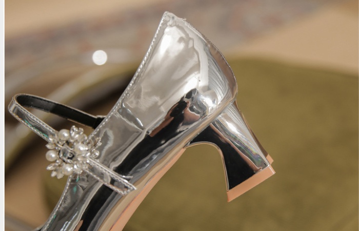 Pointed high-heeled shoes silver shoes for women