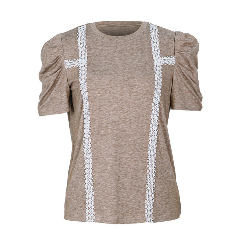 Splice lace European style summer T-shirt for women