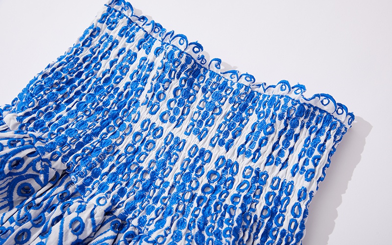 Elasticity embroidery tops slim short skirt 2pcs set