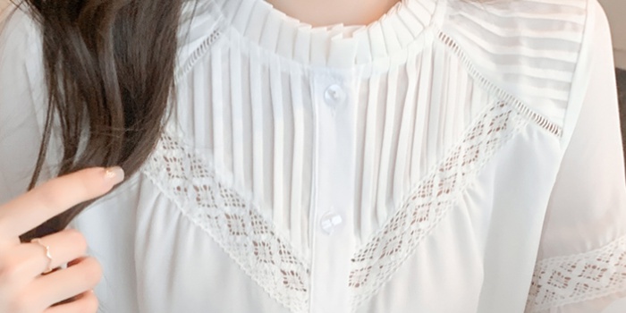 Temperament white tops hollow chiffon shirt for women