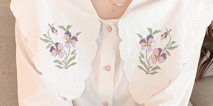 Bottoming doll collar tops spring shirt for women