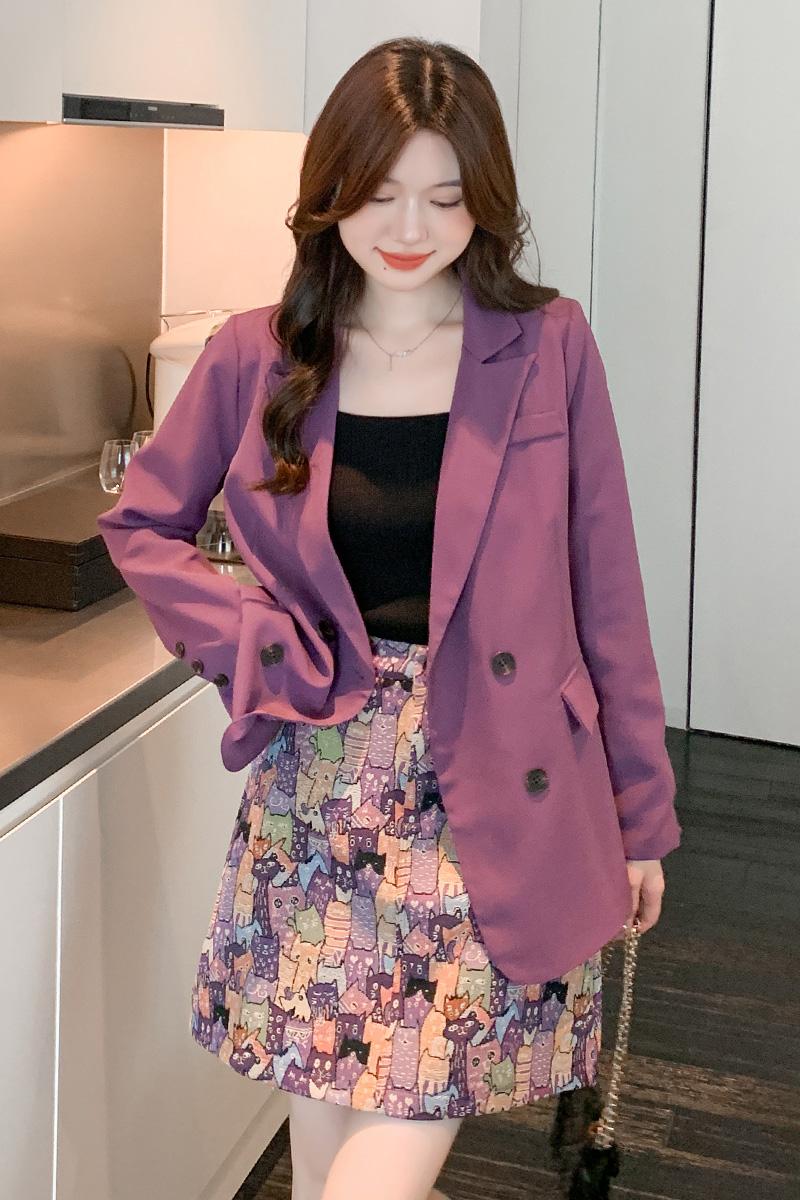 Loose spring and autumn coat kitty skirt 2pcs set for women