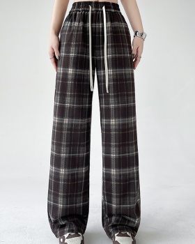 Spring retro wide leg pants Casual slim long pants for women