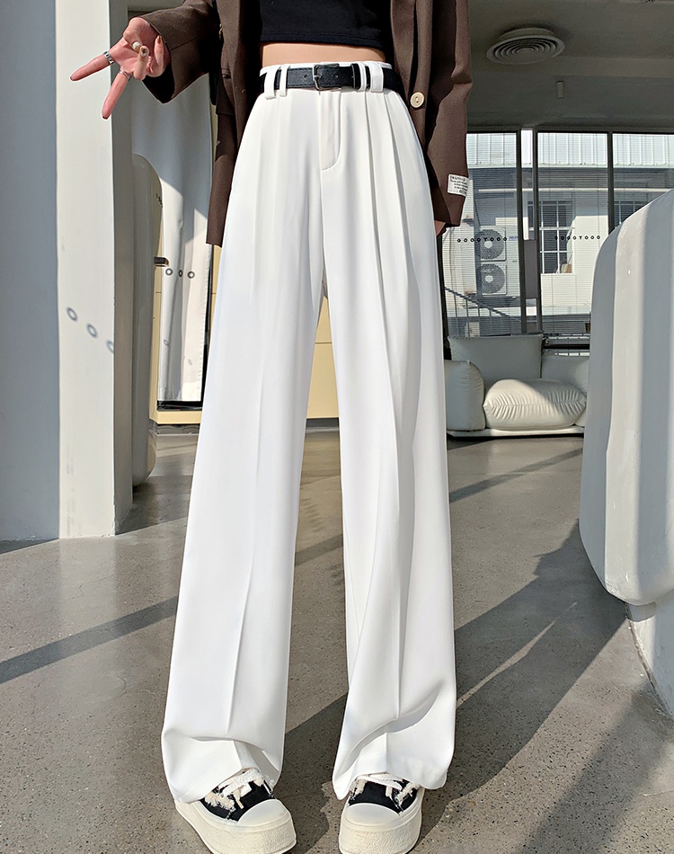 Spring slim suit pants mopping wide leg pants for women