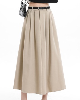 Long pleated business suit high waist skirt for women