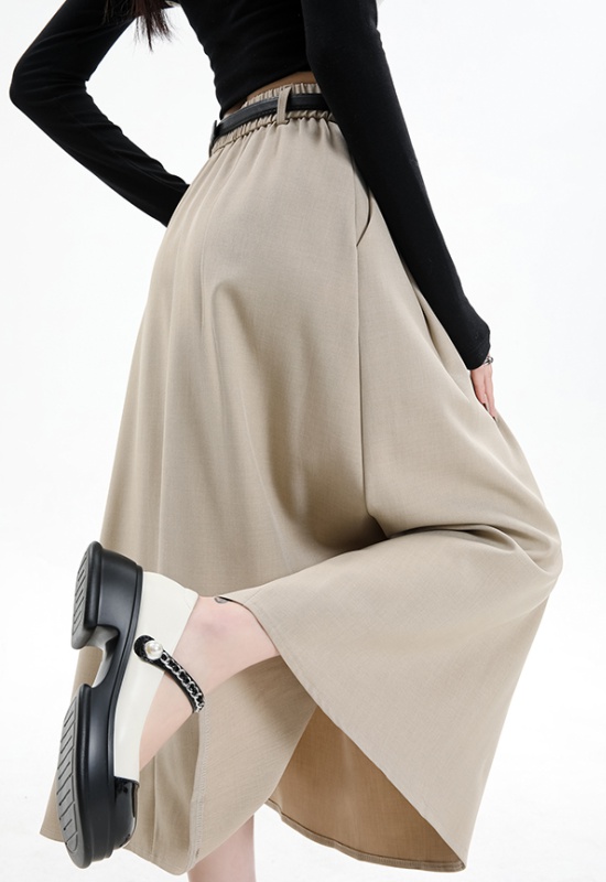 Long pleated business suit high waist skirt for women