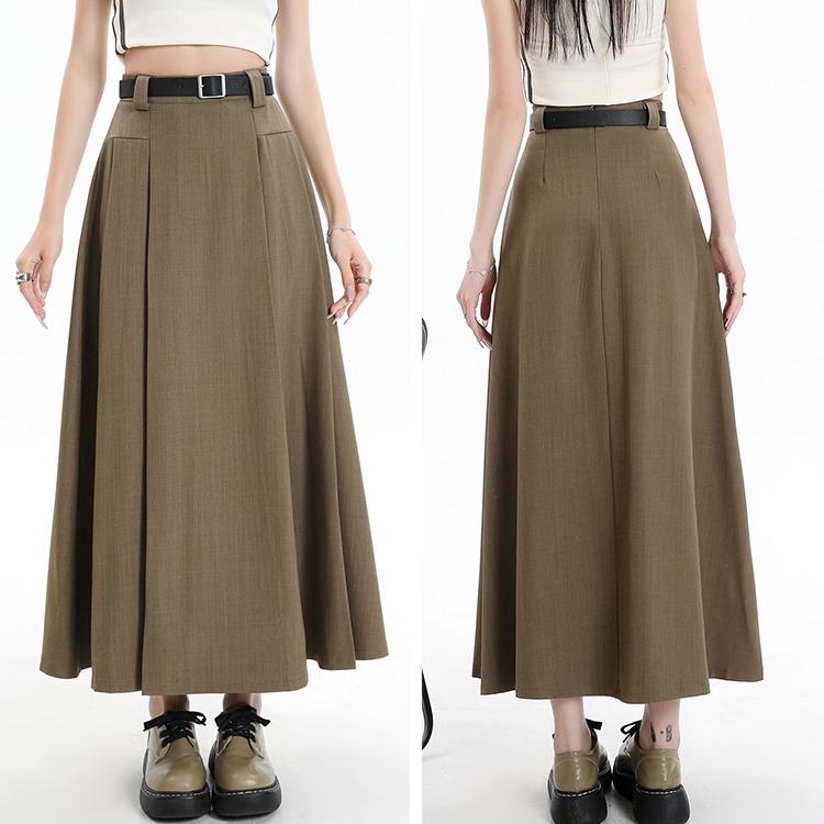 A-line high waist slim skirt long pleated long skirt for women
