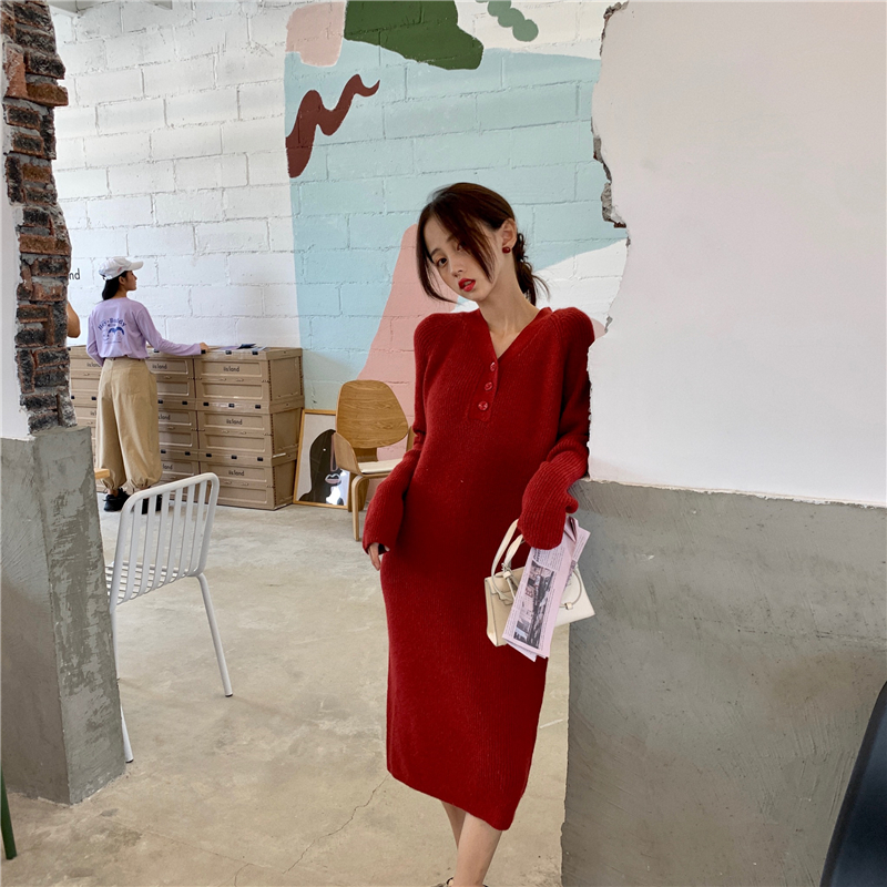Knitted dress loose sweater dress for women
