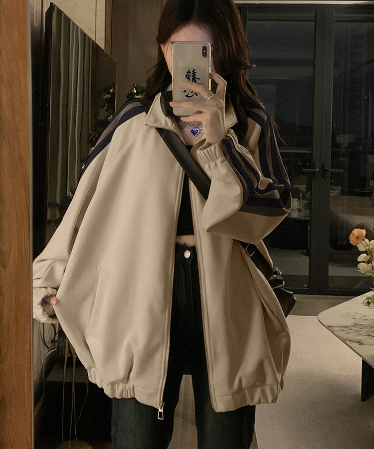 Student cardigan cstand collar jacket for women