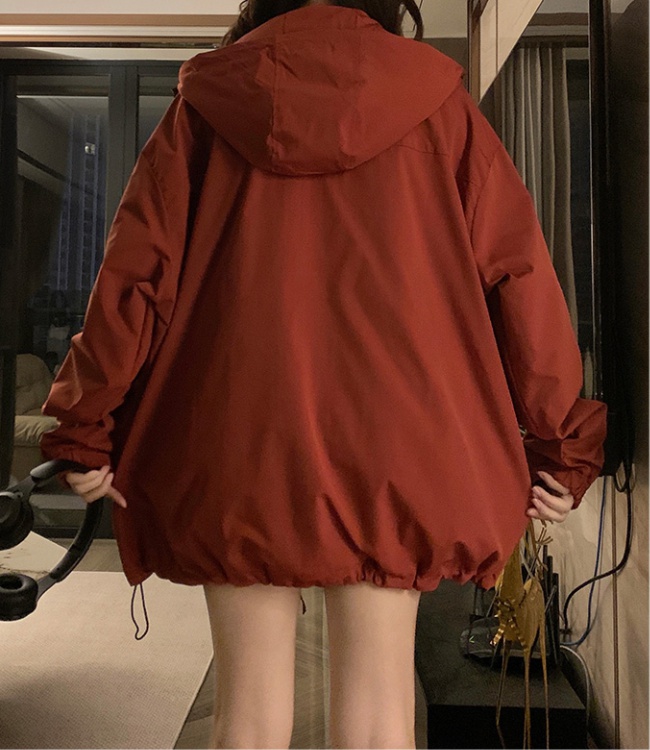 Outdoor sports red jacket hooded Japanese style coat