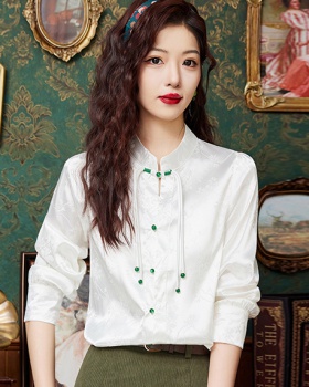 Spring Chinese style long sleeve jacquard tops