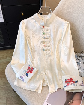 Western style Chinese style small shirt real silk silk shirt