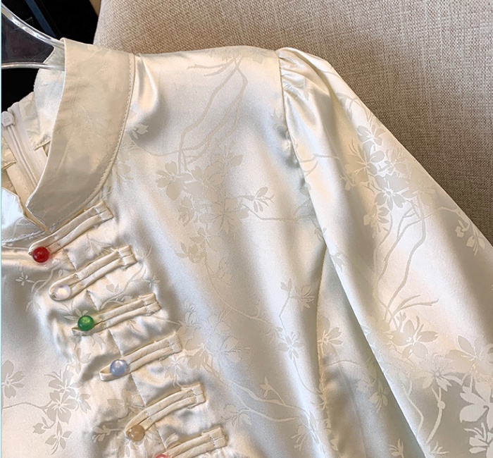 Western style Chinese style small shirt real silk silk shirt