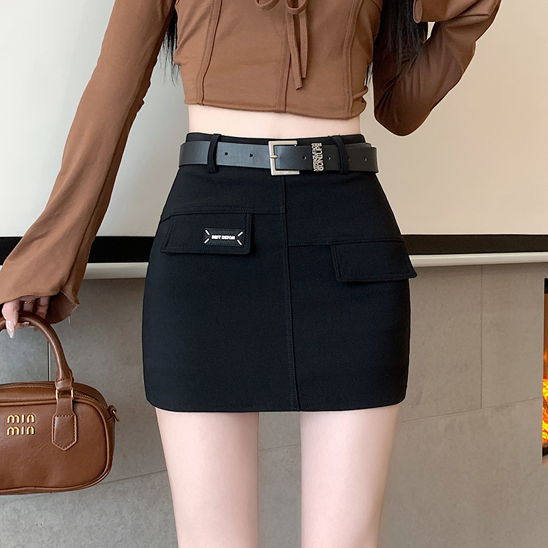 A-line skirt black short skirt for women