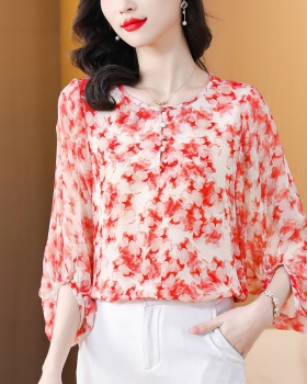 Elasticity spring and summer shirt round neck tops for women