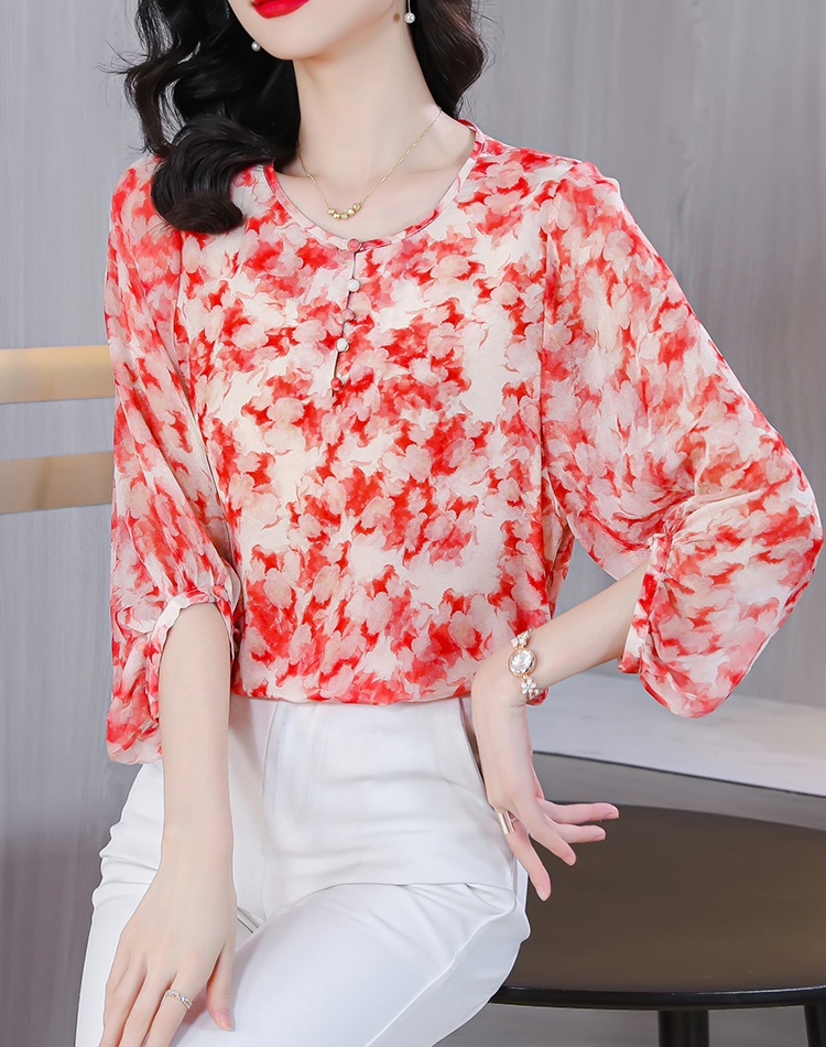 Elasticity spring and summer shirt round neck tops for women