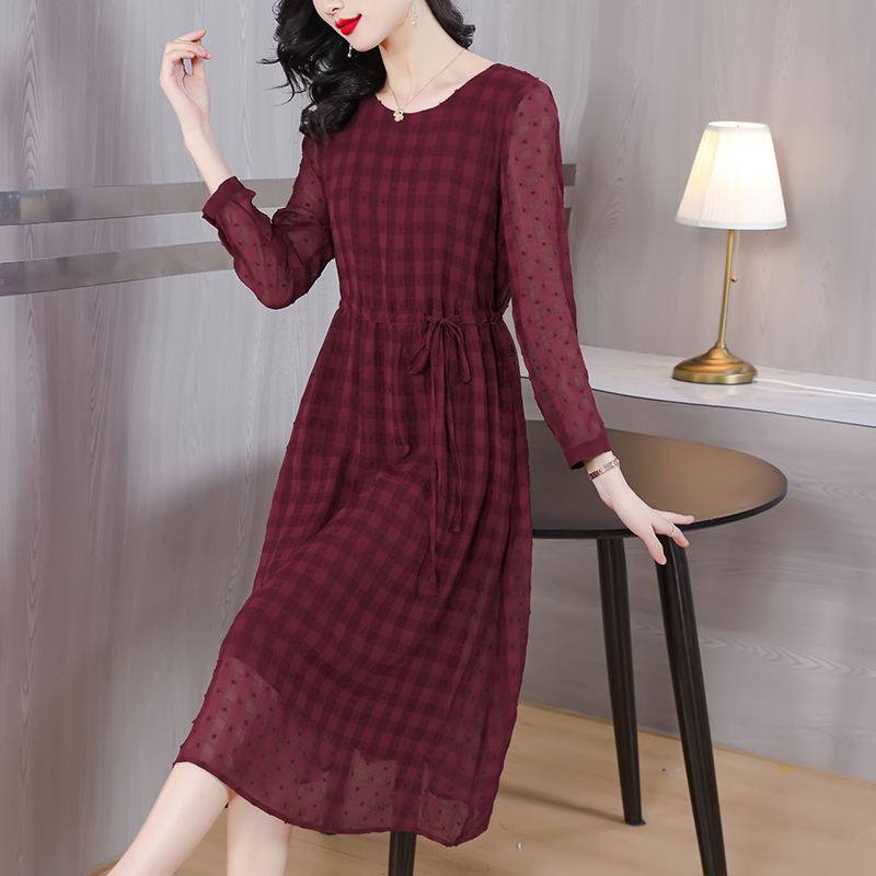 Autumn temperament dress red long dress for women