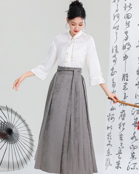 Chinese style tops spring and summer short skirt a set