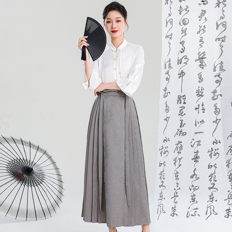 Chinese style tops spring and summer short skirt a set