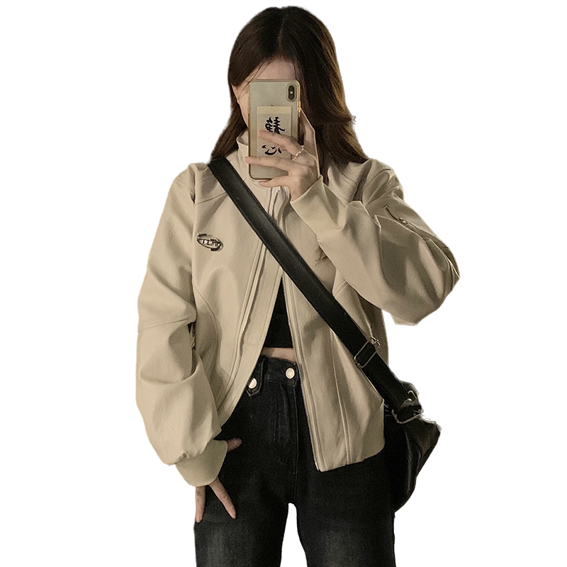 Cstand collar loose coat spring technical jacket for women