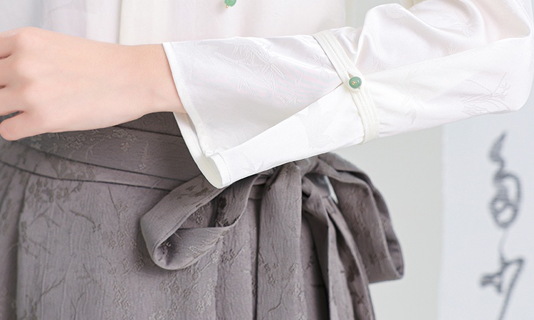 Chinese style commuting shirt jacquard skirt 2pcs set
