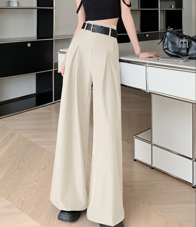 Drape high waist business suit straight slim long pants for women