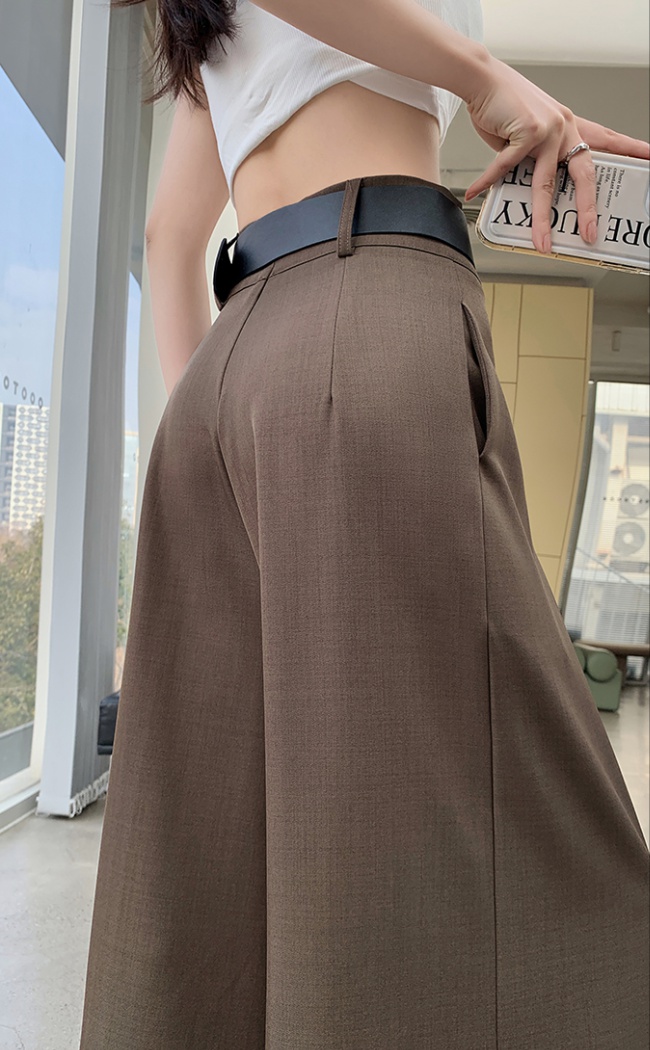 Drape high waist business suit straight slim long pants for women
