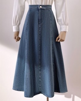 Denim big skirt long skirt spring and summer high waist skirt