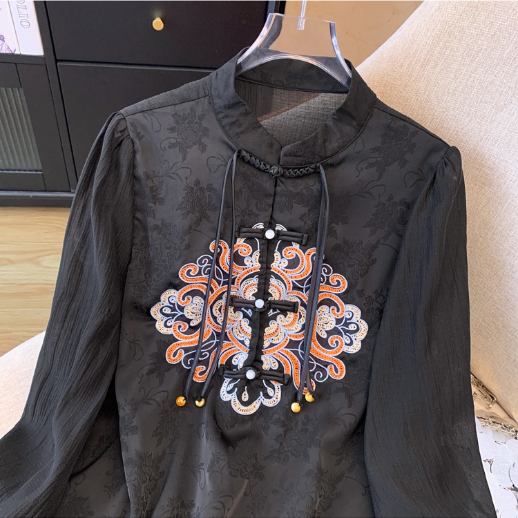 Temperament spring shirt Chinese style bottoming tops