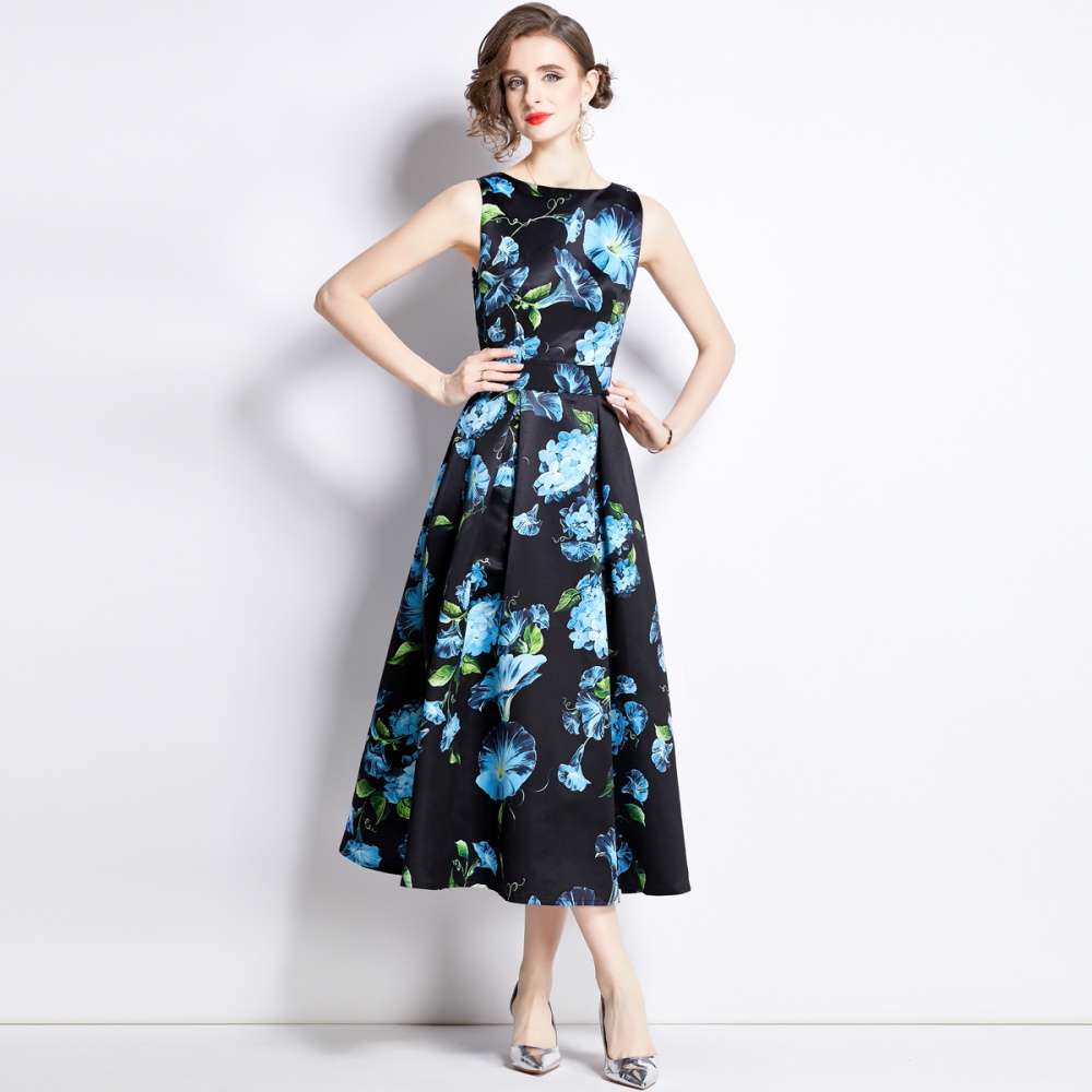 Sleeveless A-line stereoscopic high waist dress