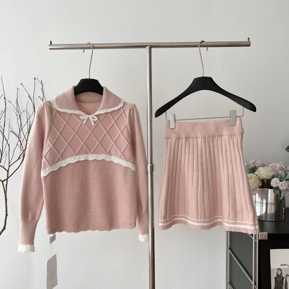Maiden multicolor skirt cashmere fairy tale sweater a set