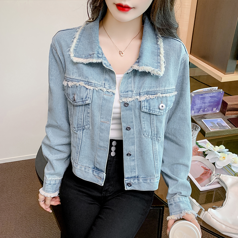 Slim denim tops spring and autumn all-match coat for women