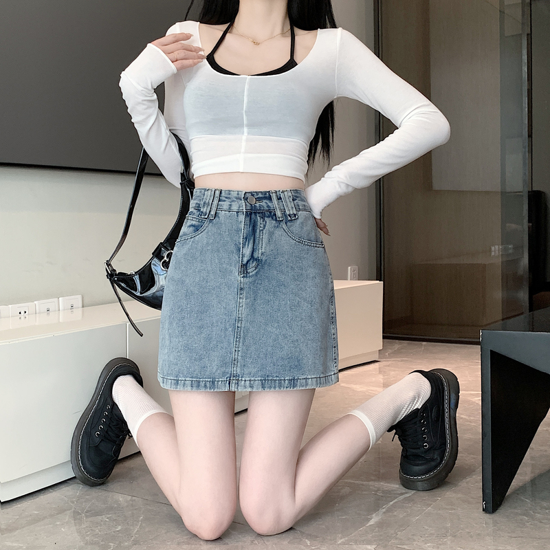 A-line slim spicegirl shorts denim simple culottes for women