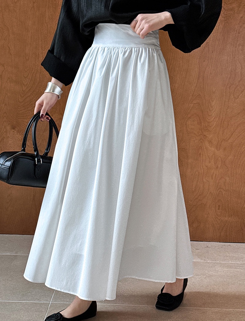 A-line pleated big skirt pink fold France style spring skirt