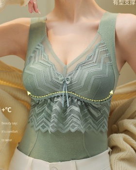 Plus velvet with chest pad wool underwear sueding thermal vest