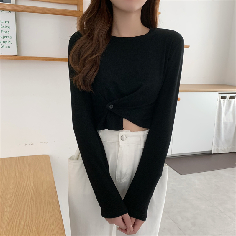Korean style long sleeve T-shirt spring tops for women