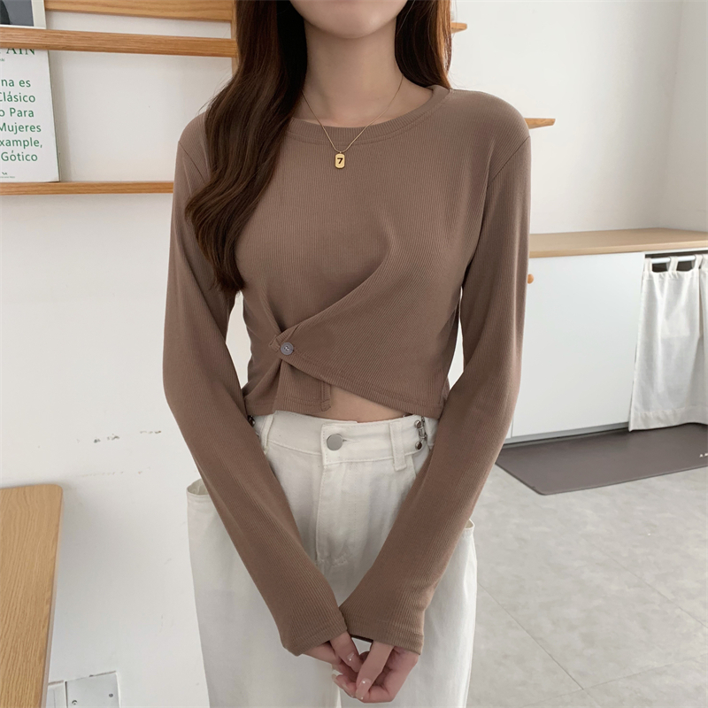 Korean style long sleeve T-shirt spring tops for women