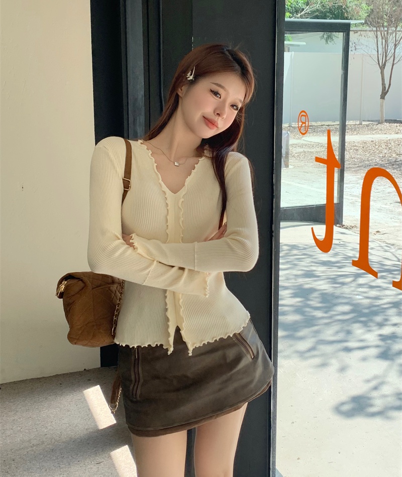 V-neck autumn and winter Korean style enticement tops