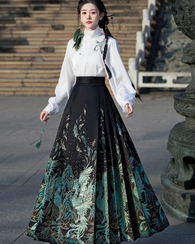 Embroidery Chinese style shirt spring skirt a set