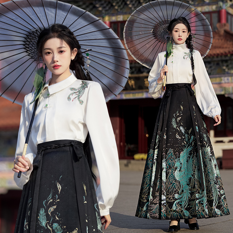 Embroidery Chinese style shirt spring skirt a set