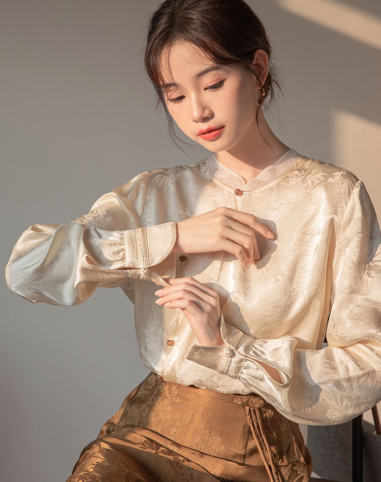 Spring long sleeve tops Chinese style light shirt