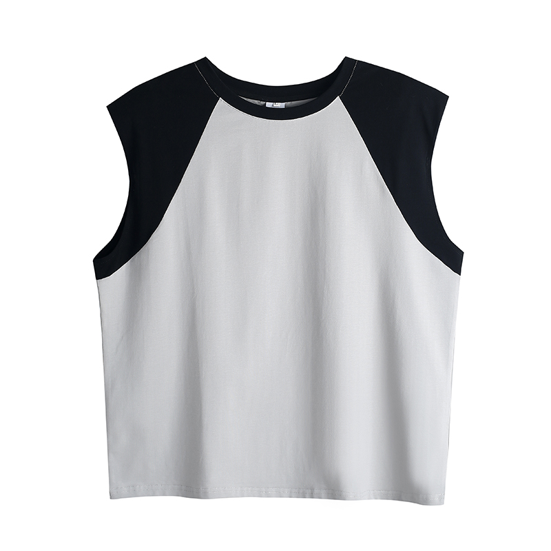 American style loose T-shirt splice vest for women